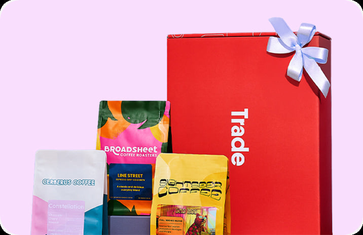 Trade gift box with bags of coffee