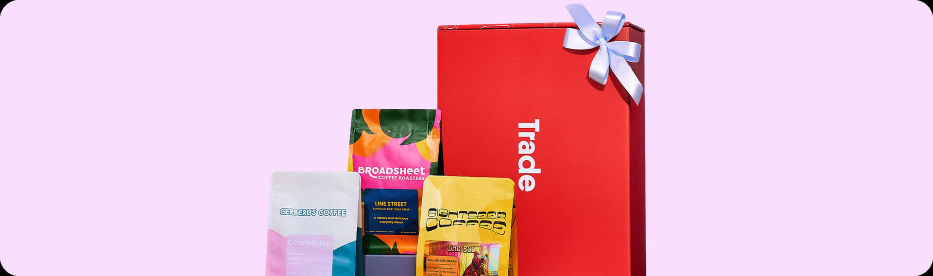 Trade gift box with bags of coffee