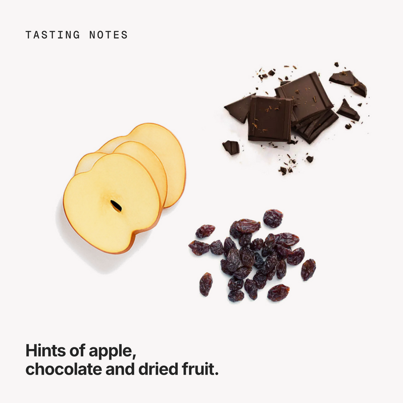 Tasting notes: apple, chocolate and dried fruit