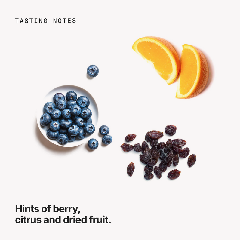 Tasting notes: berry, citrus and dried fruit