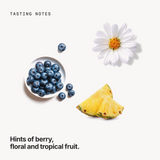 Tasting notes: berry, floral and tropical fruit