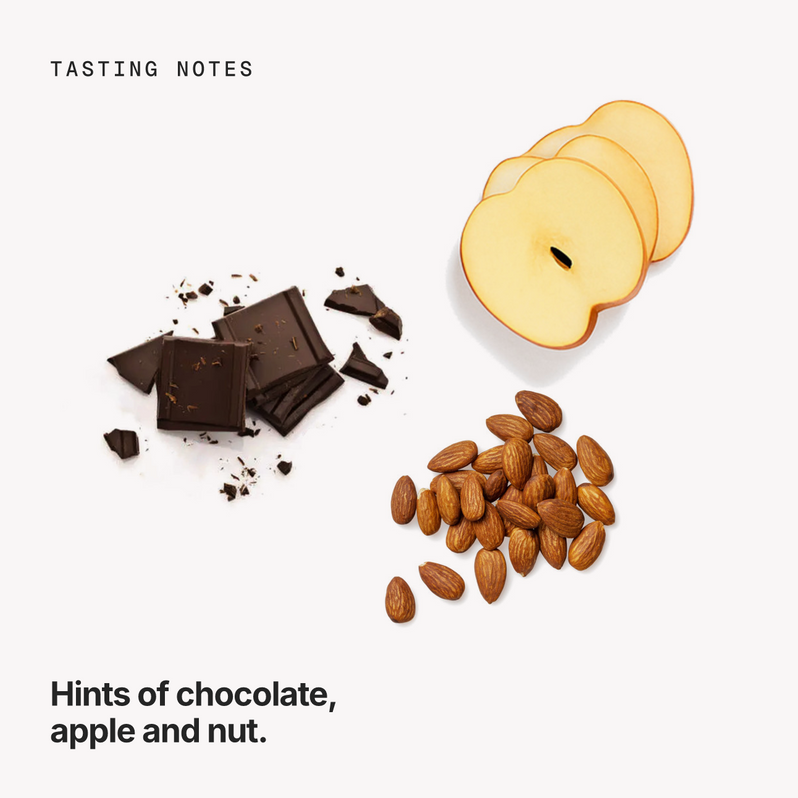Tasting notes: chocolate, apple and nut