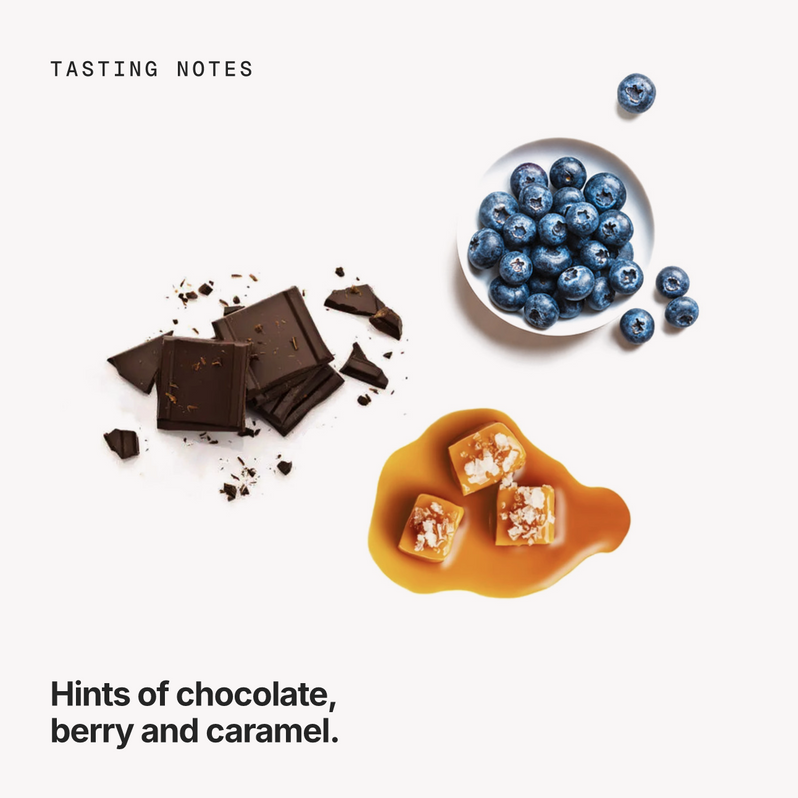 Tasting notes: chocolate, berry and caramel