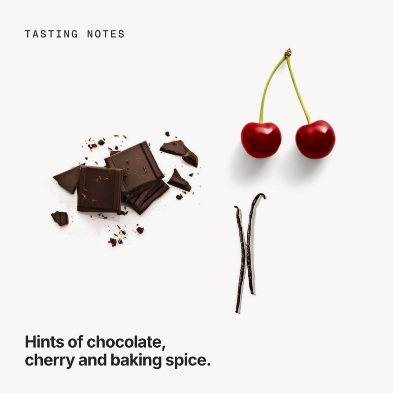 Tasting notes: chocolate, cherry and baking spice