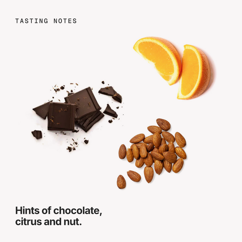 Tasting notes: chocolate, citrus and nut