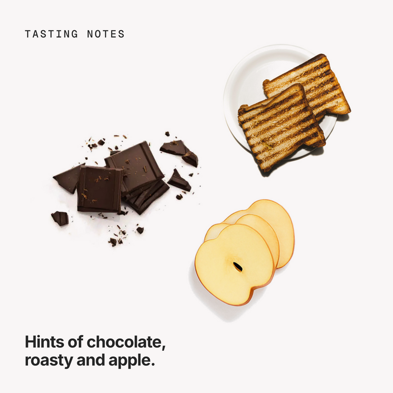Tasting notes: chocolate, roasty and apple