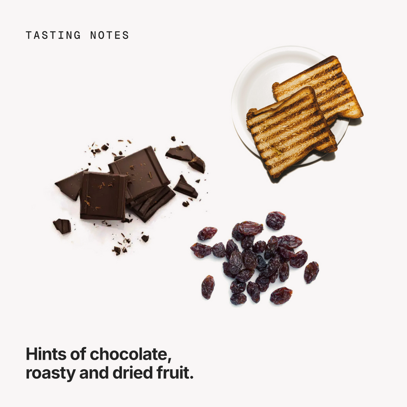 Tasting notes: chocolate, roasty and dried fruit