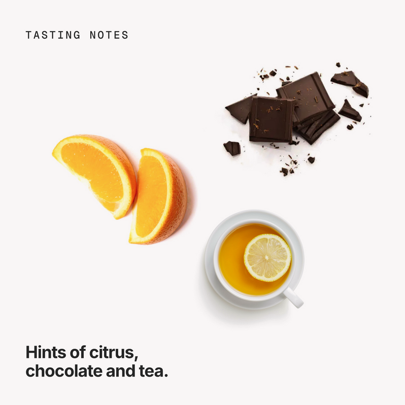 Tasting notes: citrus, chocolate and tea
