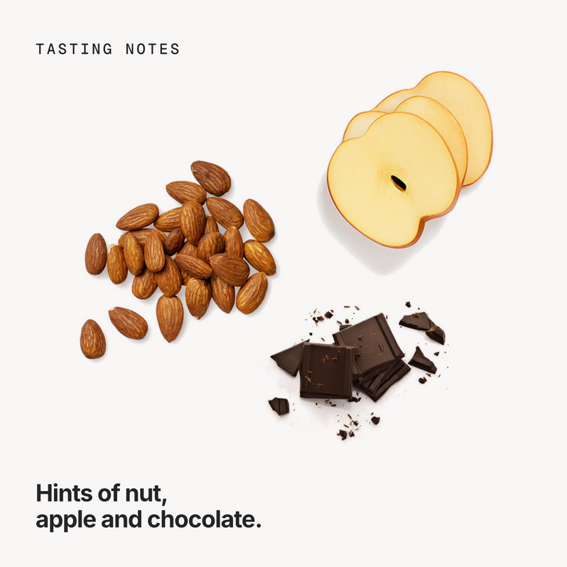 Tasting notes: nut, apple and chocolate