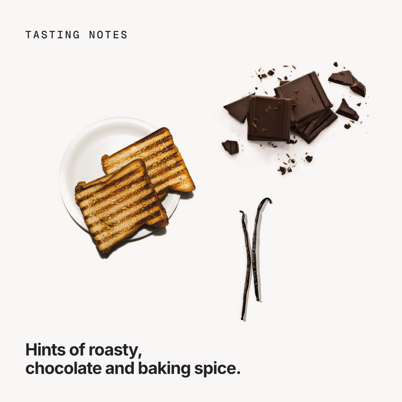 Tasting notes: roasty, chocolate and baking spice